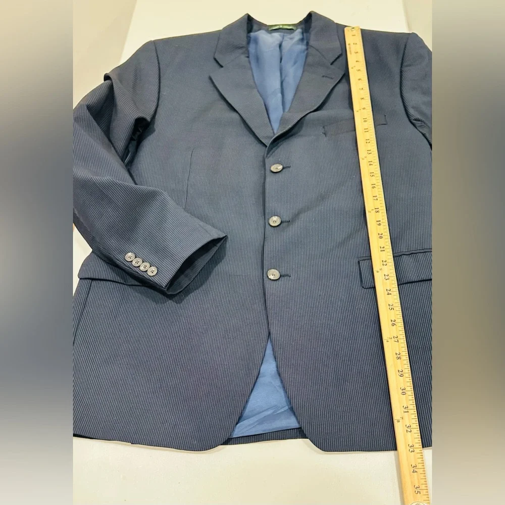 Ralph Ralph Laruen 46L Navy Blue 100% Wool Mens‎ Blazer Sport Coat Ribbed